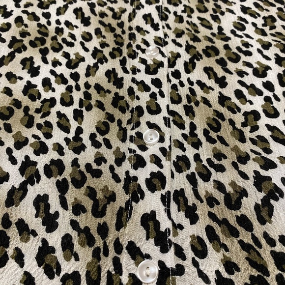 Umgee Leopard Shirt Dress Brown Raw Hem Button Front Short Sleeve Shift - Picture 8 of 11